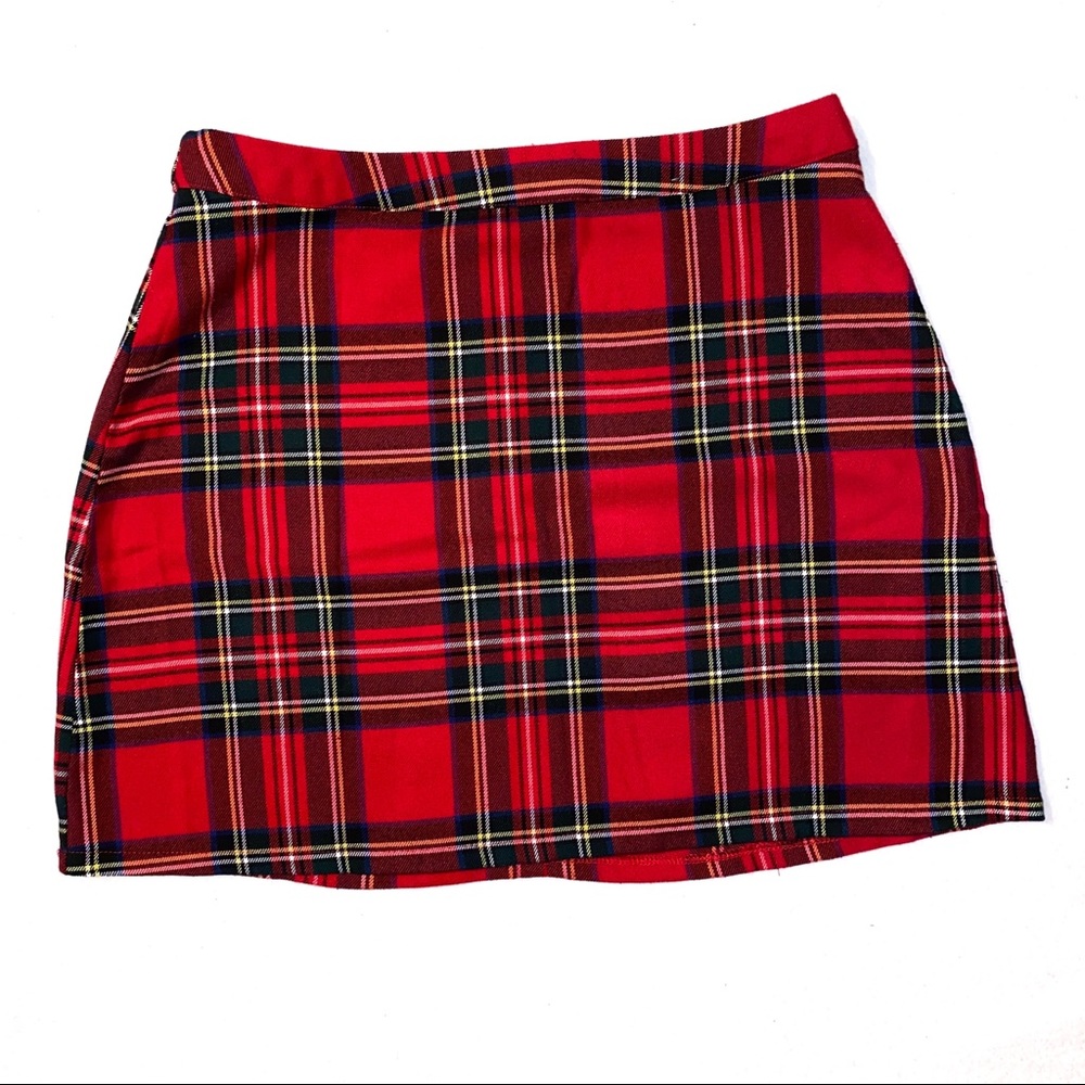Primark Red plaid mini skirt
